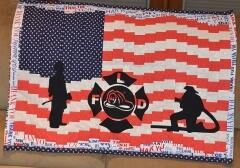2016 - May - Maryann, changed our military flag quilt into something special for her husband a firefighter...awesome job
